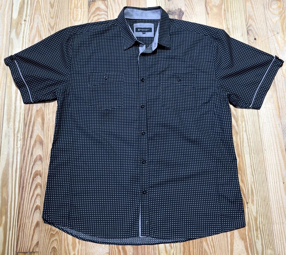 Knockout Jeans Button Up Shirt Mens 3XB Roll Tab Sleeves Black Gray